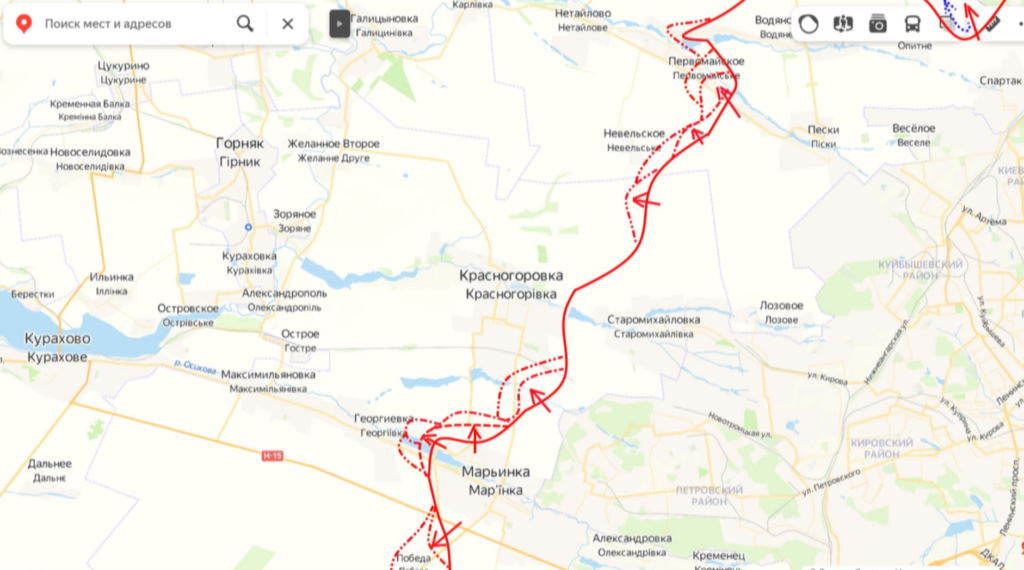 Карта специальной военной операции на Донецком направлении за 2 марта