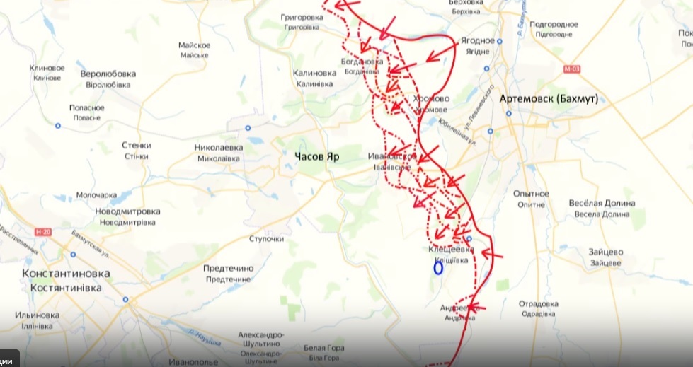 Карта СВО на Часовояровском направлении. Последние новости спецоперации на карте. Источник - Подоляка